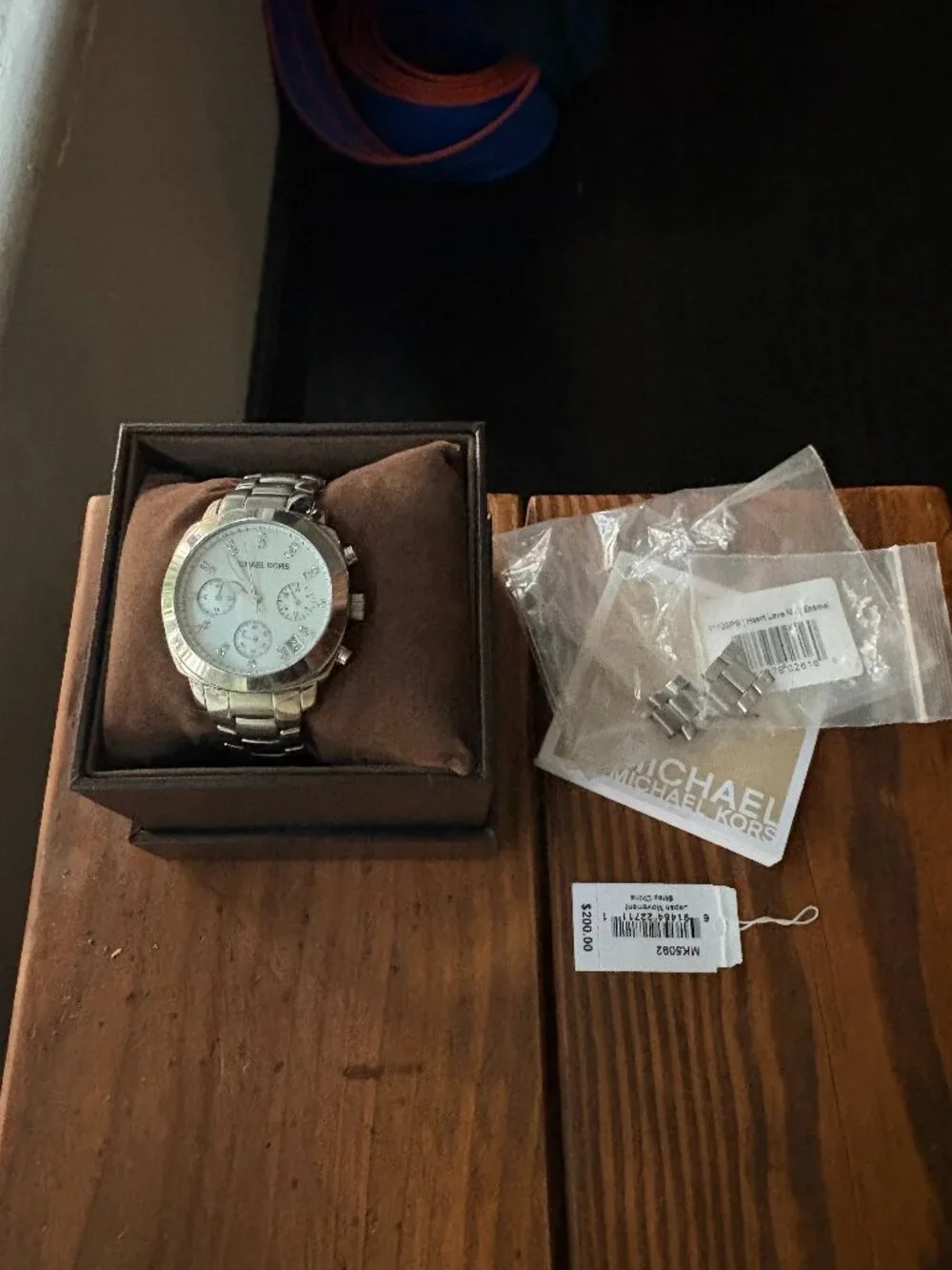 Michael Kors MK5092 Silver Mother of Pearl Crystal Chronograph Watch